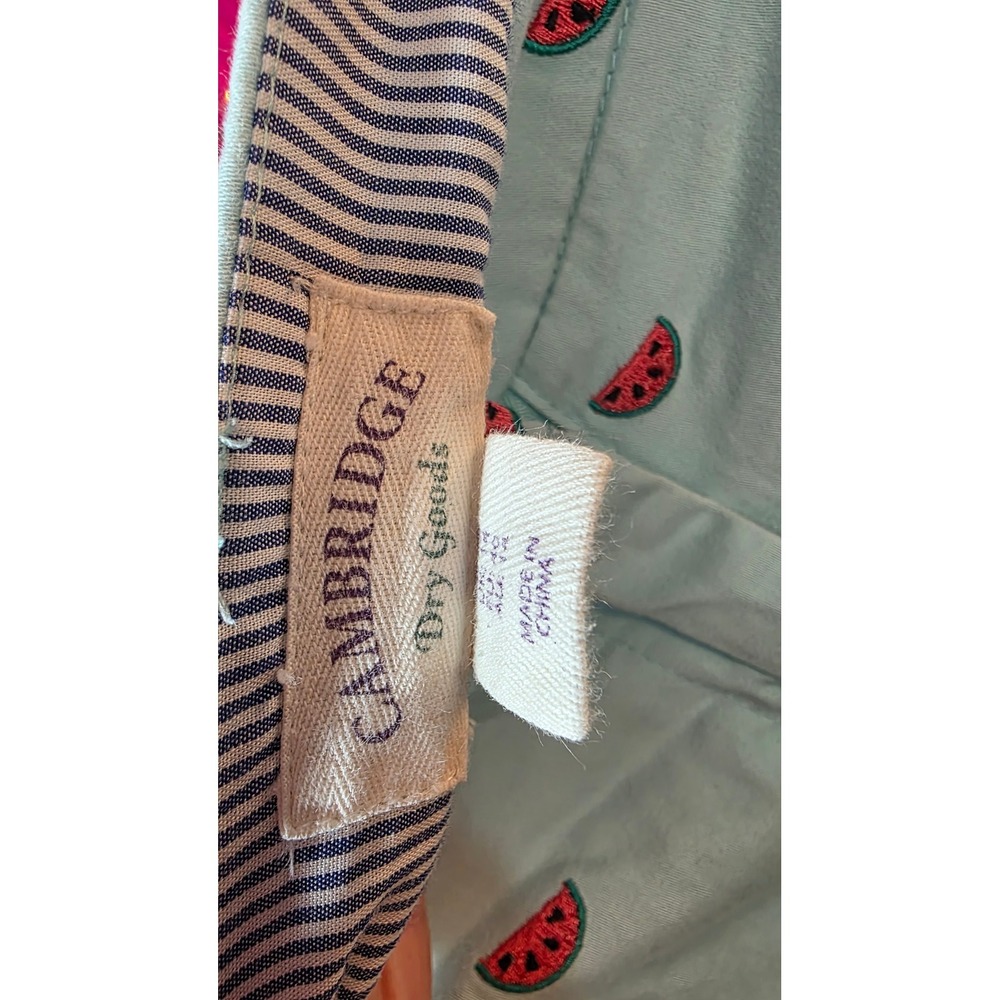 Cambridge Dry Goods Watermelon Embroidered Shorts Blue High Rise Womens Size 10 - Picture 3 of 7